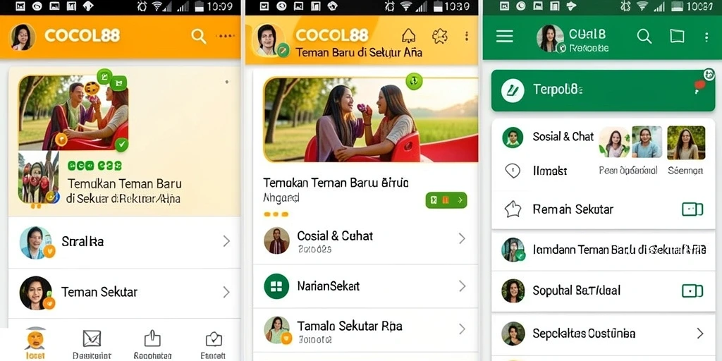 Antarmuka COCOL88 yang memudahkan pengguna mencari teman baru.