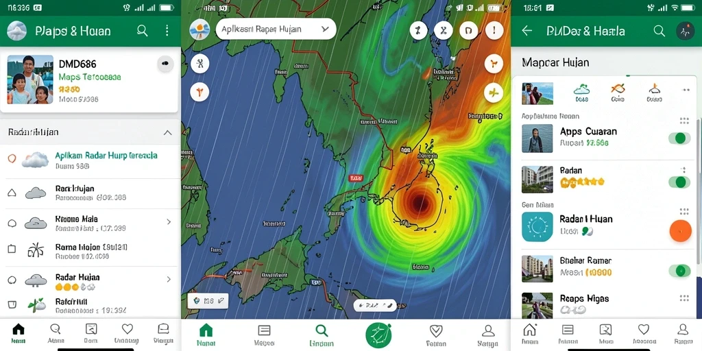 Tampilan antarmuka aplikasi Radar Hujan DMD686 yang informatif.