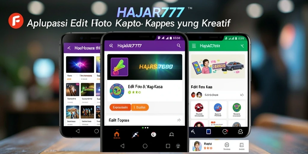 Antarmuka aplikasi HAJAR777 dengan fitur Edit Foto Kertas Kaca.