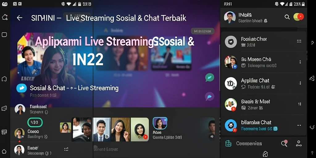Antarmuka pengguna IN22 menunjukkan fitur Live Streaming yang menarik.