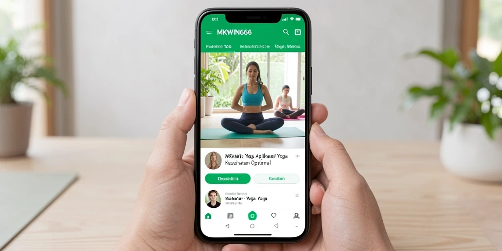 Tampilan antarmuka aplikasi MKWIN666 dengan panduan latihan Yoga yang menarik.