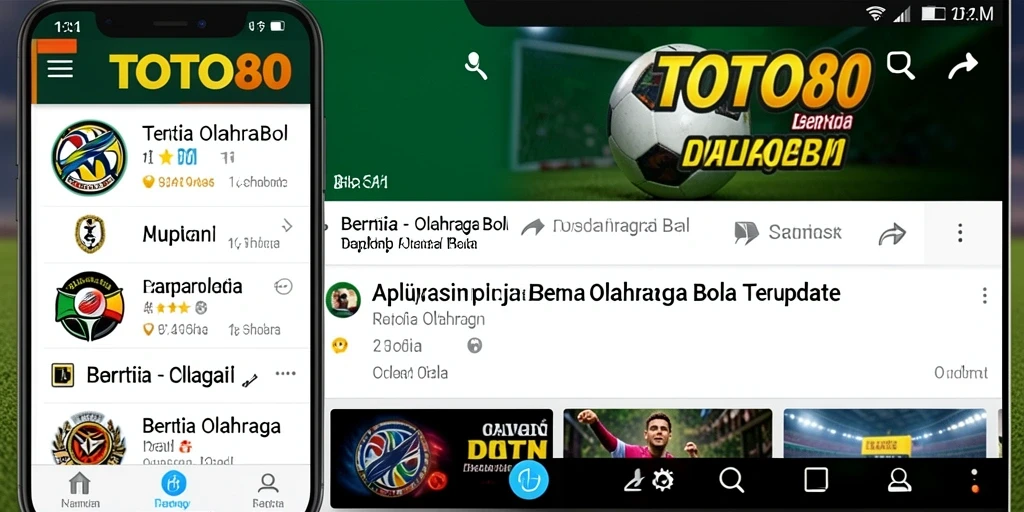Antarmuka aplikasi TOTO80 dengan berita olahraga bola terbaru.